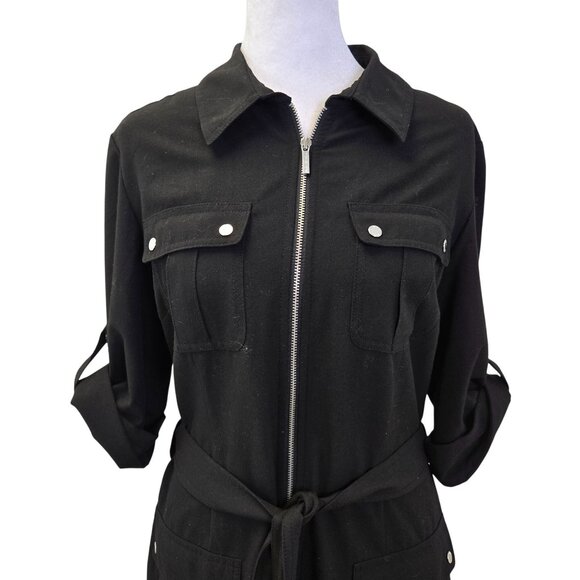 Michael Michael Kors Front Zip Belted Utility Dress Size Large - Picture 4 of 9